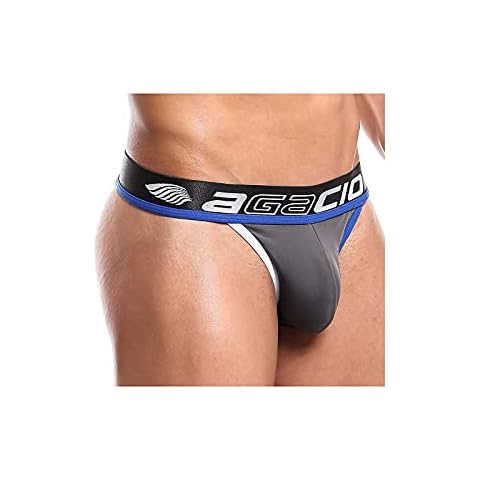 Agacio Men’s Thong Underwear w/Pouch, Sexy Mens Bikini Underwear w/Wide Waistband and Ultra-Soft Fabric Grey Cover
