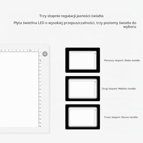 Art Light Pad Podświetlany Stolik, Bezstopniowe Przyciemnianie LED A3 Art Light Box Stół do Kopiowania z Kablem USB 1,5