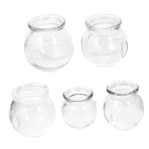 Veemoon 5pcs Glass Cupping Suction Cups for Massage Chinese Hijama Cupping Vacuum Suction for Home Use