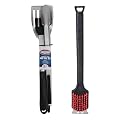 Kingsford BBQ Tool Set and Grill Cleaning Brush Bundle – 3-Piece Stainless Steel Grilling Tools with Spatula, Tongs & Basting Brush + Heavy Duty Grill Brush with Scraper & Bottle Opener
