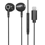 PEAPOLET - Auriculares in-ear para iPhone, sonido estéreo Hi-Fi con control de volumen y micrófono compatible con Apple 12 11 Pro Max, iPhone X, XS Max, XR, iPhone 8 Plus, color negro