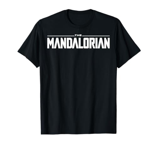 T-shirt Mandalorian Star Wars avec logo plat noir en coton pour fan