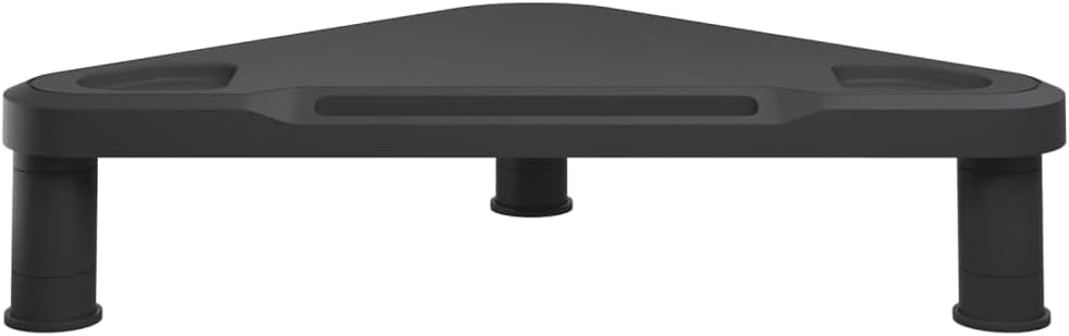 vidaXL Black Triangular Monitor Stand | Adjustable Height Stylish Surface Perfect for Home Office Supports Most Monitors Computer Riser Desk Screen Desktop Minimalist