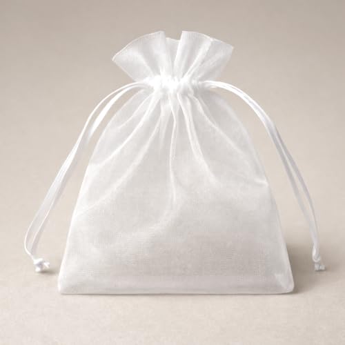 Kit com 10 Saquinhos para Lembrancinha de Organza Brancos 10x15cm – Embalagem Elegante para Lembrancinhas, Joias, Bijuterias e Presentes