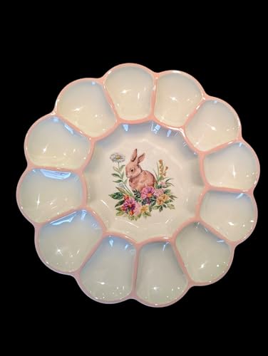 Easter Bunny Melamine Plastic Egg Plate Dish Round 14 Inch Diameter
