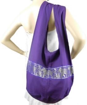 Miniatura 2 de BTP Hippie Hobo Algodón Sling Crossbody Bolso Bandolera Bolso Mensajero Elefantes Marchando Púrpura LP3