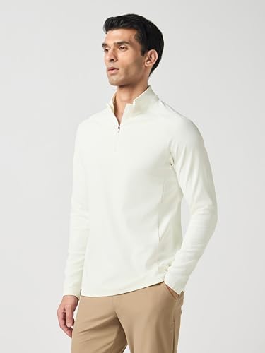 Image of TECHNOSPORT Men's Solid Full Sleeve T-Shirt ELASTOPLUS Quick Dry Slim Fit Mock Neck Sports Tee for Training Layering Casual Wear UPF50+ Anti Odour