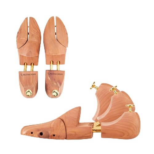 Image of Shoe mistri Cedar Wood Shoe Tree for Men & Women - Adjustable Shoe Stretcher for Perfect Shape - Moisture & Odor Absorbing Shoe Shaper with Flexible Split-Toe Design - Protects Leather