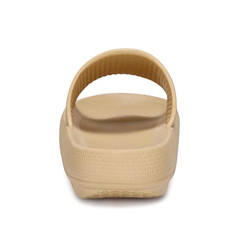 Welltree Slides For Women Men Pillow Slippers Non-Slip Bathroom Shower Sandals Soft Thick Sole Indoor And Outdoor Slides,Khaki,7.5-8.5 Women/6-7 Men #TOP4