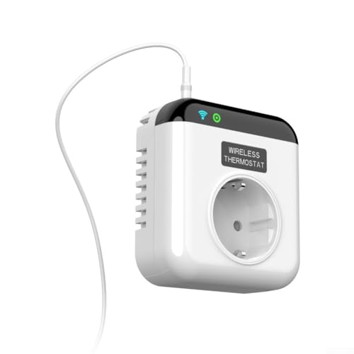 Prise thermostat Wi-Fi programmable avec commande vocale, pour application Tuya pour Alexa, programme hebdomadaire, modes automatiques et manuels, plage de température de -20 °C à 70 °C (UE)