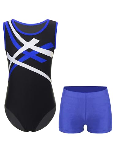Zaldita Kids Boys 2 Piece Athletic Outfits Gymnastics Sport Leotard Tank Tops with Shorts Set Running Swimming Blue 15-16 Years