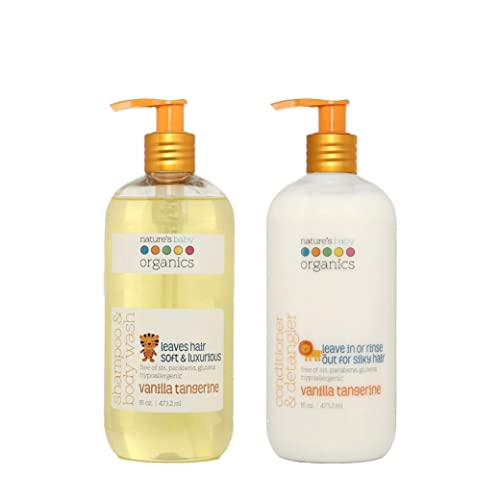 Image of Nature's Baby Shampoo & Conditioner Combo Pack - Tear Free - Formulated for Sensitive and Porblem Skin - 2 Pack of 16 oz, Vanilla Tangerine