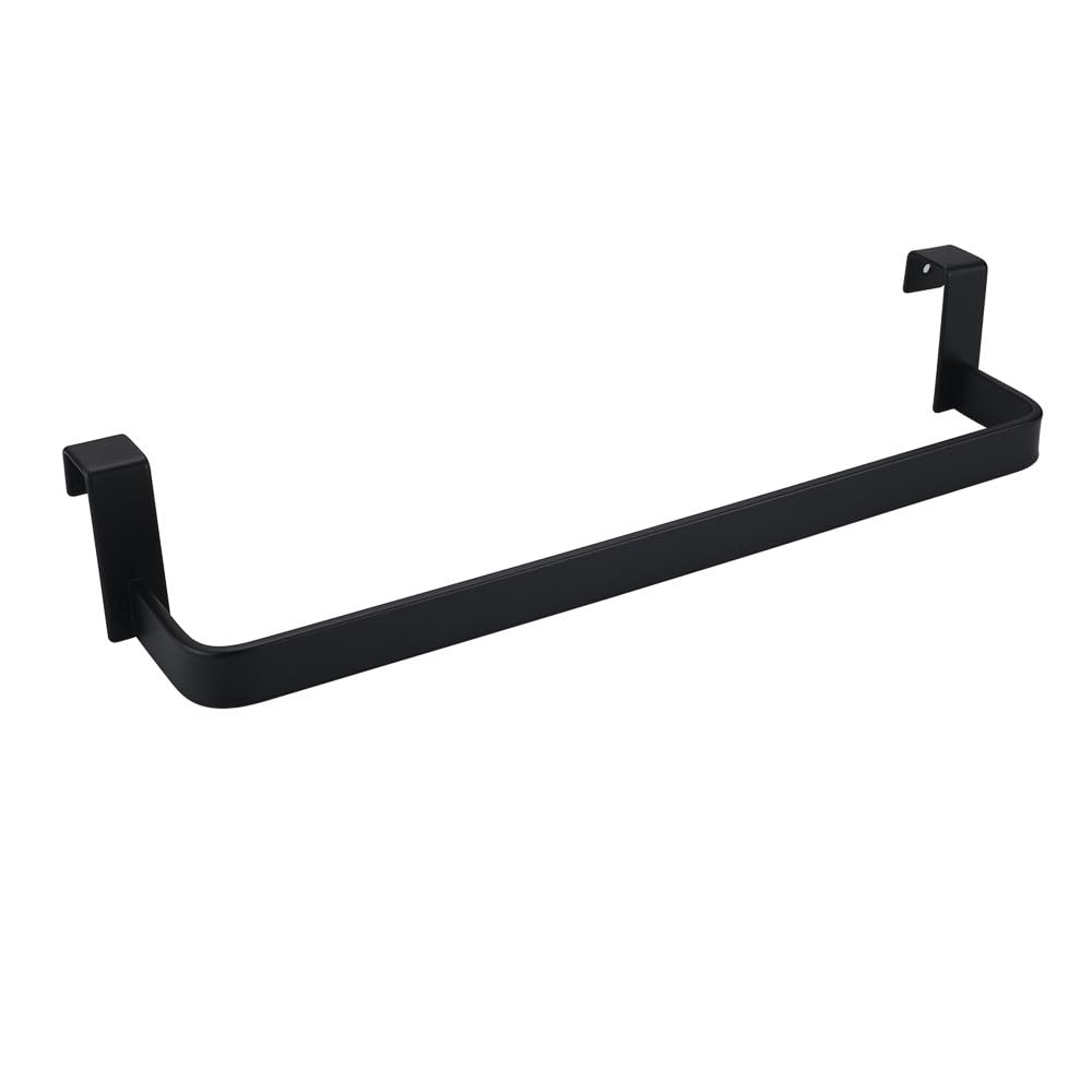 Kibath 438423 Toallero de Acero Inoxidable. Sin taladros para Mueble de baño. Acabado en Negro Mate. Largo 36cm. Colocación sin Necesidad de Herramientas, 36 cm