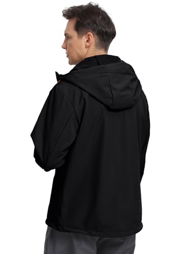 Men's Softshell Jacket Lightweight Waterproof Hooded Insulated Rain Jacket Windbreaker for Hiking & Travel3