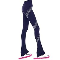 LIUHUO Lange Hose für Damen und Mädchen, zum Üben von Eiskunstlauf, hochwertige warme Strumpfhose, Strass, Kinderskating-Leggings, Navy, S