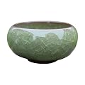 2.5 Inch Small Ceramic Succulent Plant Pots, Ice Crack Glaze Modern Planter with Drainage, Colorful Plant Container for Cactus, Succulent Gifts for Women Mom Aunt Home Office Decor Green