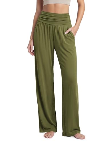 Image of ODODOS Women's Wide Leg Palazzo Lounge Pants with Pockets Light Weight Loose Comfy Casual Pajama Pants-26 /28 /30 inch /32 inch Inseam