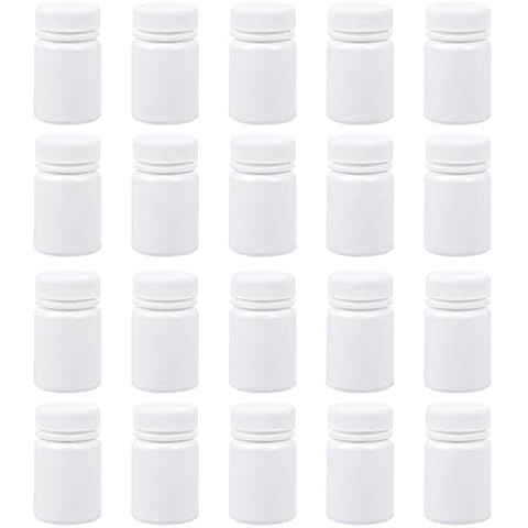 HEALLILY 20pcs 50ml Plastic Pill Container Empty Pill Bottles with Caps Tablet Bottle Case for Chemical Container Powder Sample Storage Cover