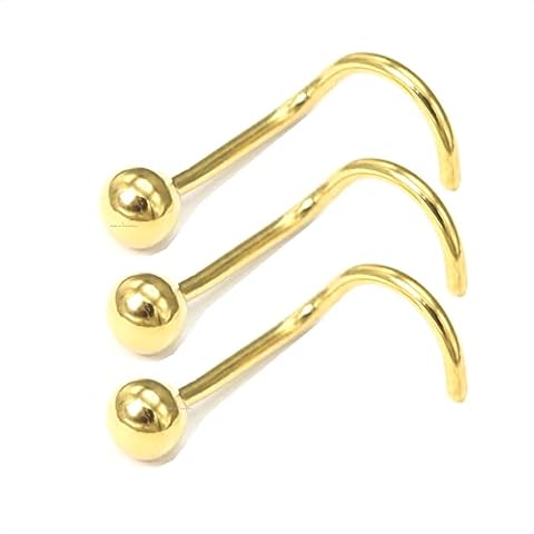 Gold Nose Stud Hook Screw with Ball Cover
