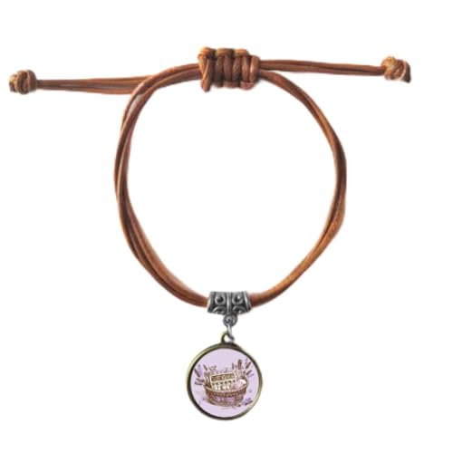 Bracelet couple lavande en cuir véritable tressé double cordon DIYthinker