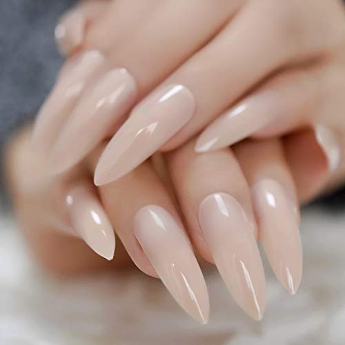 EDA LUXURY BEAUTY NATURAL NUDE BEIGE LUXE DESIGN Full Cover Press On Nails Acrylic Nail Kit Artificial Nail Tips False Nails Extra Long Sharp Round Pointed Almond Stiletto Nail Art Fashion Fake Nails
