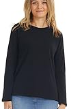 Picture of ESTEEZ Women's Plain Black Long Sleeve Tee - High Crewneck Cotton Spandex Shirt EX801258 Black X-Small