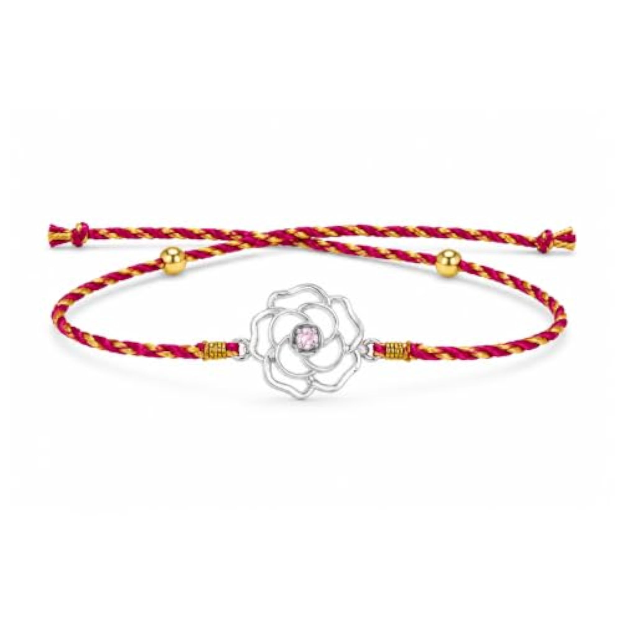 CW 925 Silver Floral Rakhi for Brother, Gift for Raksha Bandhan