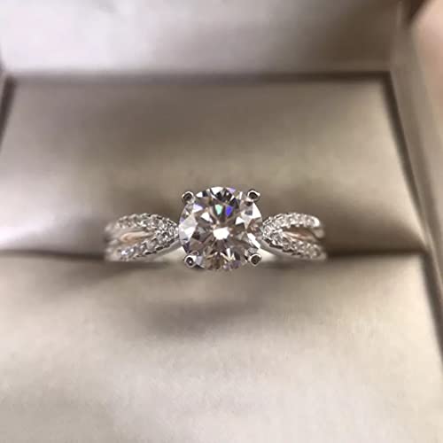 Moissanite de 1 carat bague double anneau en argent S925 pour sceller une promesse éternelle