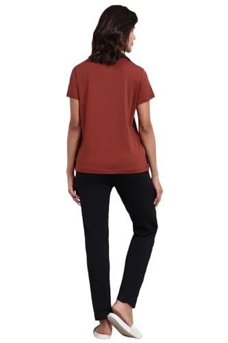 Image of Van Heusen Women's Cotton T-Shirt | Soft Breathable Cotton | Relaxed fit | Lounge Tee| Printed | Round Neck | Short Sleeve| Comfortable Everyday Wear | Style 55432