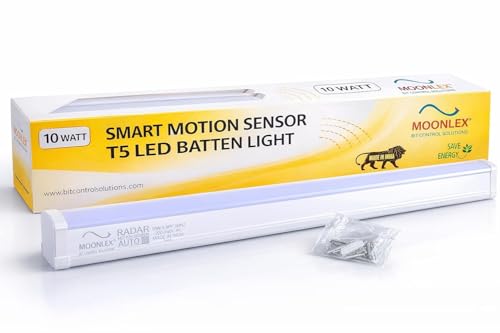 Image of Moonlex Motion Sensor Based 10W LED Batten Light | Compact 2ft LED Tubelight | Cool White | Pack of (5)