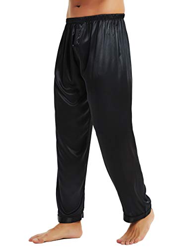 Lonxu Mens Satin Pyjamas Pants Sleep Bottoms Lounge Pants S~4XL