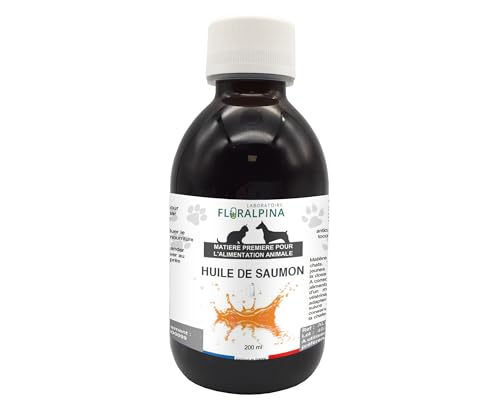 Aceite de salmón de Noruega 200 ml para perros y gatos – Rico en Omega 3, flexibilidad articular, movilidad – Fabricado en Francia – Laboratorio Floralpina