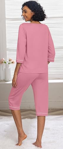 Image of PrinStory Womens Pajama Sets Capri Pjs Soft Lounge Sets XS-4XL