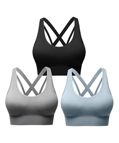 Image of Sports Bras for Women High Support, Multipack Padded Supportive Criss Cross Back Wireless Running Yoga Workout Bra