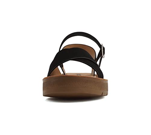 Soda CHESTER Shoes Women Flat Sandals Flatform Ankle Buckle Criss Cross Band Straps Chester-S Black 9 thumb #2