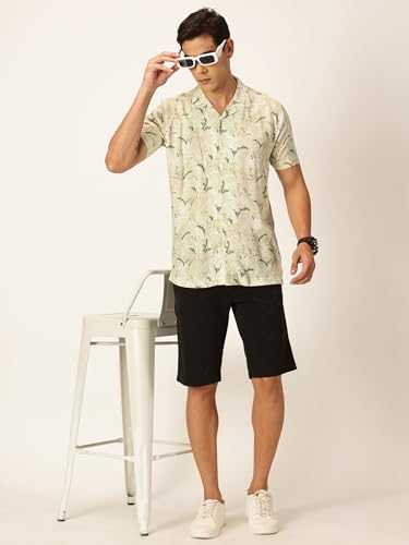 Image of Thomas Scott Men's | Floral | Half Sleeve | Slim Fit | Cotton Rayon | Cuban Collar | Casual Shirt