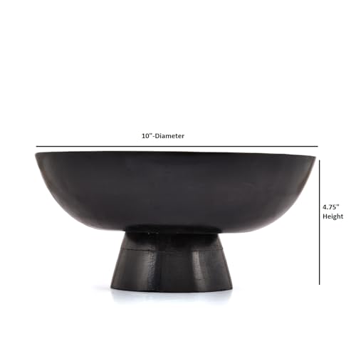 Cuenco de pan y fruta minimalista en madera de mango negro para decoración 6