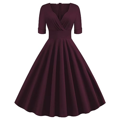 Cocila Vestiti da Sera Eleganti Abito Donna Estivo Giallo Boho Fashion Vestiti Abito Donna Corto Senza Maniche Vestiti+da+Damigelle Abbigliamento Donna Battesimo (Rd2, XXL)