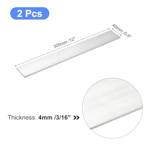 Image of uxcell Square Aluminum Flat Bar, 2Pcs 3 /16 inch Thick 1.6 inch Width 12 inch Length Square Aluminum Bar 6061 Aluminum Flat Plate, 4 x 40 x 305mm T6511 Solid New Mill Stock for Industrial Building