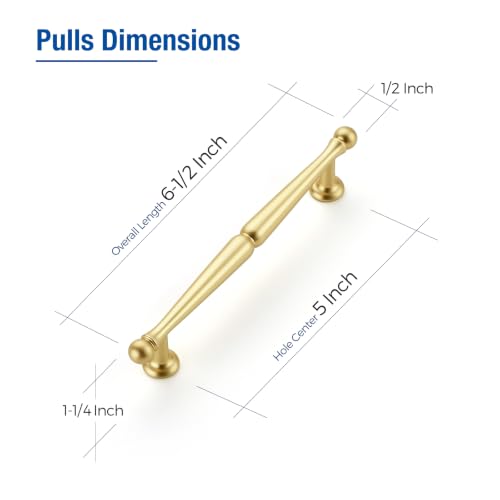 Condition photo showing New/Like New for joy decor brushed gold cabinet handles pulls, 5 inch hole center, 10 pack