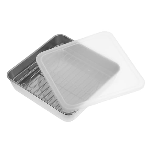 DIYEAH Rôtissoire à Viande Et Poisson Panier De Gril Rectangulaire Pour Barbecue Extérieur Refroidissement Et Couvercle Adapté Pour Four De Camping Et Cuisson De Légumes