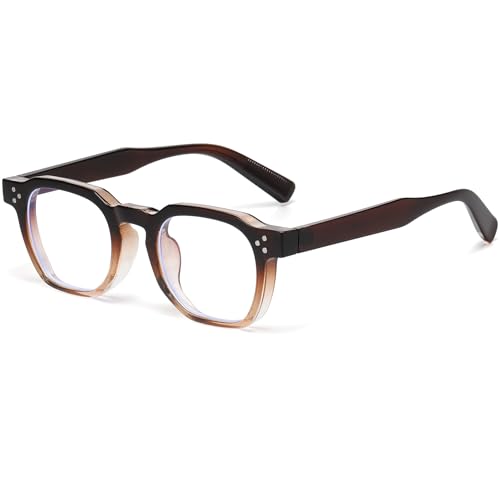 Image of AIEYEZO Retro Blue Light Glasses for Men Women Square Thick Framed Eyeglasses Trendy Vintage Computer Glasses