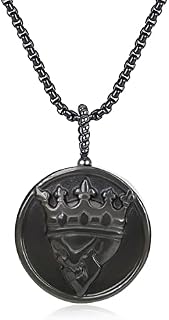 COAI Black Obsidian Stone Crystal Skull Necklace