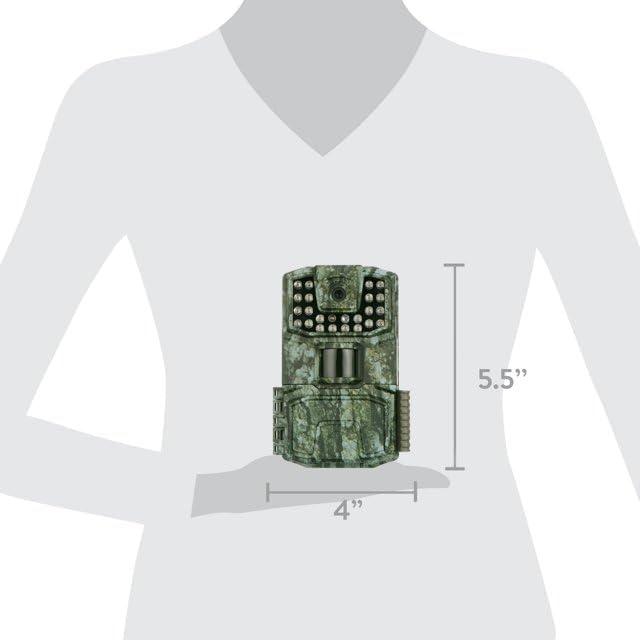 Diagram showing dimensions of Bushnell Spot On Trail Camera: 5.5 inches tall, 4 inches wide
