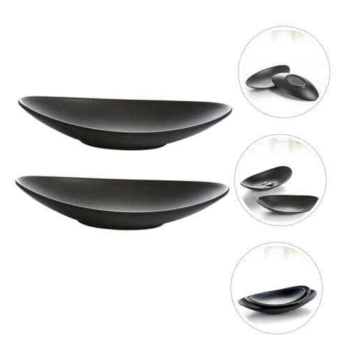Platos pequeños para sushi melamina negra 2 piezas miniatura 5