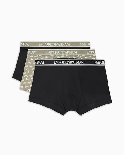 EMPORIO ARMANI Herren 3-Pack Trunk Badehose, BLK/BLK.Vet/BLK, L EMPORIO ARMANI Herren 3-Pack Trunk Badehose, BLK/BLK.Vet/BLK, L