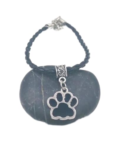 Pulsera de cuerda de cuero con huellas de pata para regalar a amantes de animales