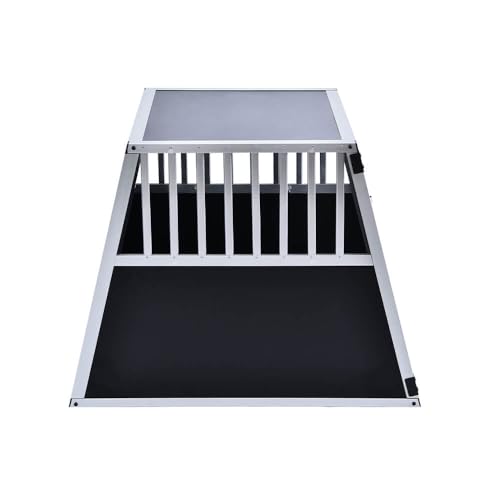 Home Deluxe - Hundetransportbox Alu SKITO - L - 90 x 65 x 69 cm - Farbe: Silber/Schwarz - Material: MDF Platten, Aluminium I Hundetransportbox Transportlösung Alu-MDF-Material Tierfreundlich