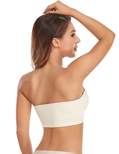 Image of Lusait Strapless Bra for Women Non-Slip Silicone Padded Bandeau Bra Wireless Tube Top Bralette