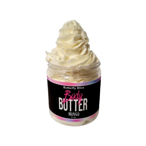 Mango Whipped Body Butter, natural lotion, organic, 8oz jar, made with shea butter, mango butter, coconut oil, almond oil
